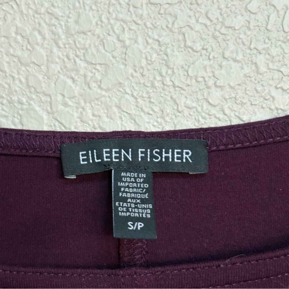 Eileen Fisher Burgundy Purple Long Sleeve Tunic Dress Top S/P Stretch Knit - Picture 4 of 5